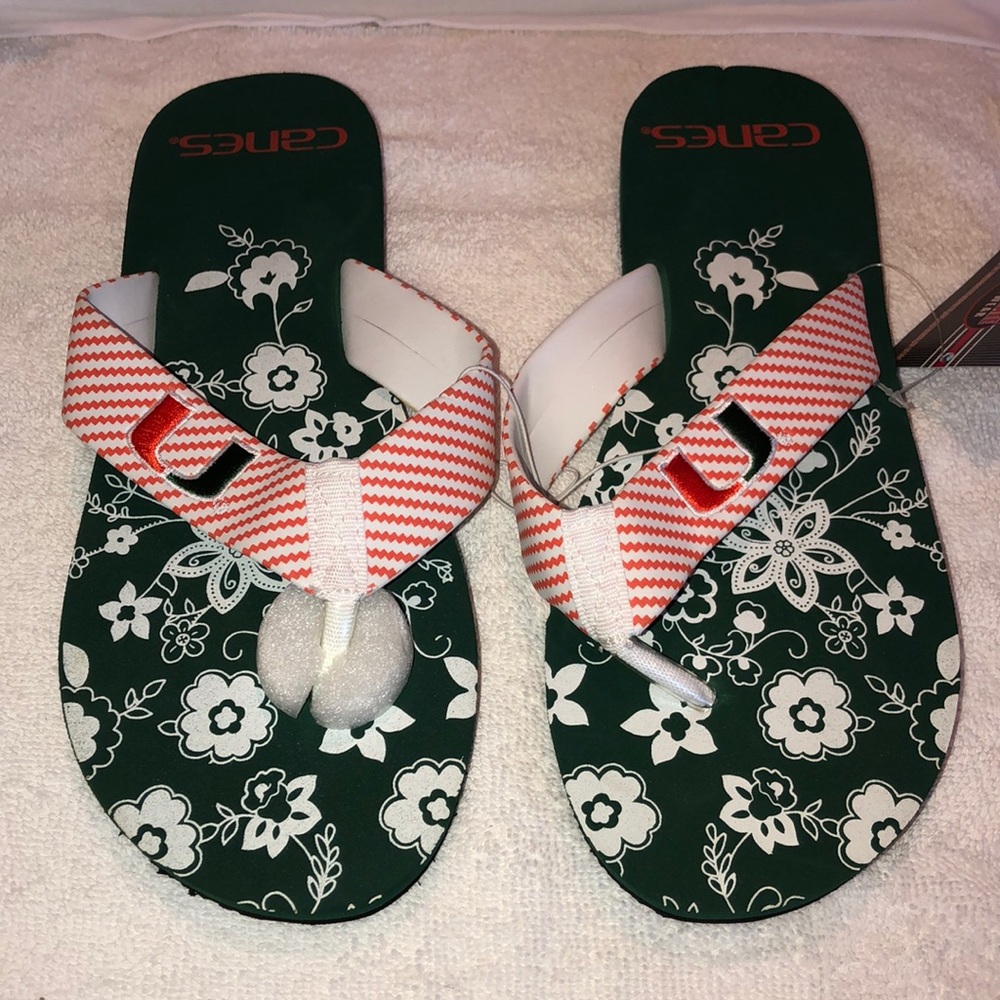 University of Miami Hurricanes flip flops